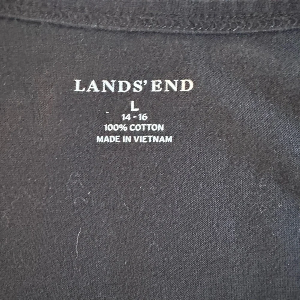 Lands’ End Black Sleeveless Henley Dress | Size L (14–16) | 100% Cotton - Picture 5 of 7